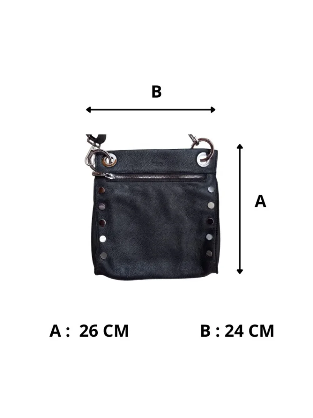 Hammitt Los Angeles Tony Small Black Leather Crossbody Bag - Silver Rivets